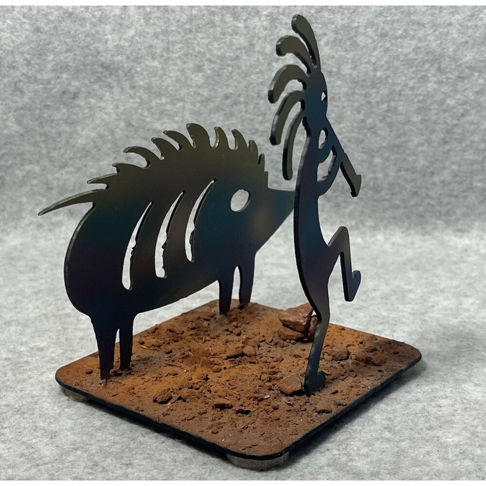 Kokopelli Javelina Southwestern Metal Art Multicolored‎ Desk Decor Desert Navajo - Picture 3 of 11